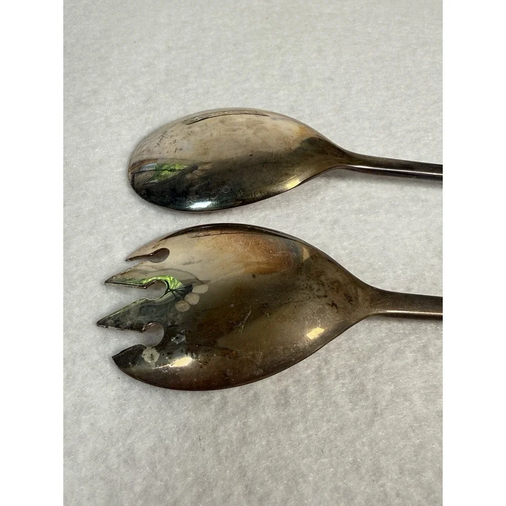 Vintage FB Rogers Italy Silver Plated Salad Serving‎ Spoon and Fork 9 1/4